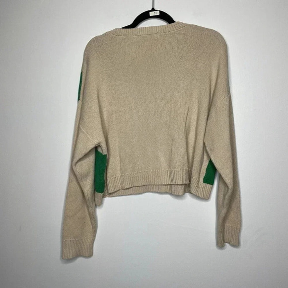 North End Sweater Cropped Green Color Block Floral White Size Small Juniors - Picture 10 of 10